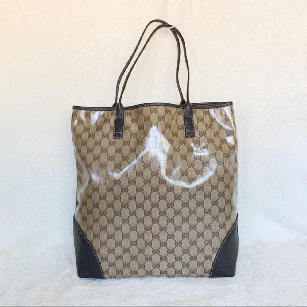 NWT Authentic Gucci Crystal GG Leather Tall Tote